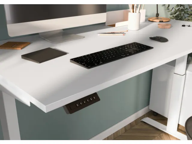 Elektrisch ihv bureau,HxBxD 720-1200x1400x800mm,blad wit,T-voet wit