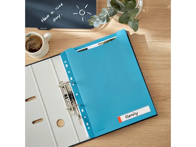 Insteekmap U-model Leitz Cosy harmonica A4 met perforatiestrip PP blau