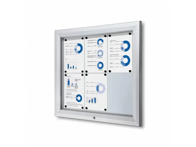 Vitrinekast mededelingenbord Outdoor 6xA4 Zilver