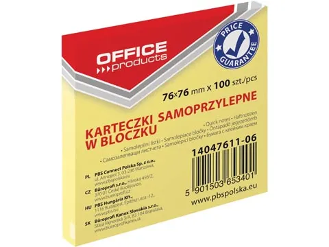 Memoblok 76x76mm 100 Vel Geel