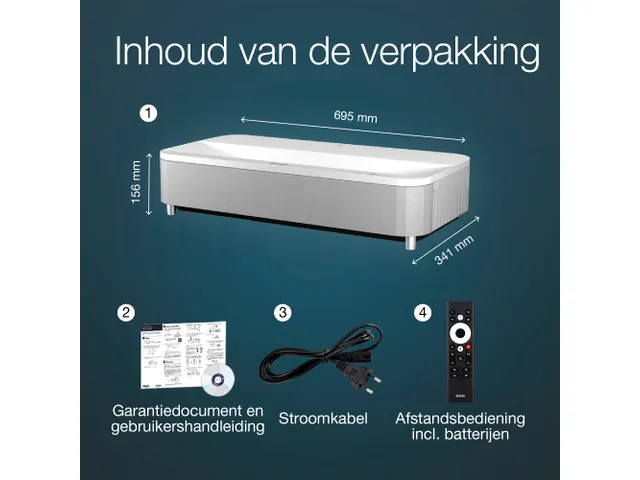 EH-LS800W 4K PRO-UHD smart laserprojector, 4000 lumen, scherm van maxi