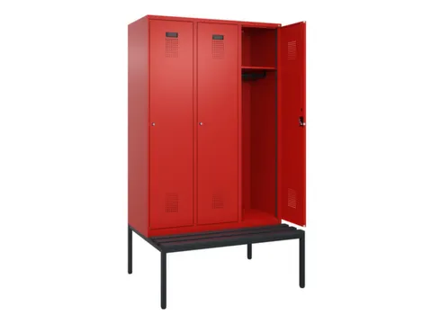 locker met bank,HxBxD 2120x1200x815mm,3vak,vak B 400mm,cilinderslot