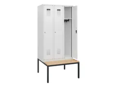 locker met bank,HxBxD 1950x900x815mm,3vak,vak B 300mm,cilinderslot