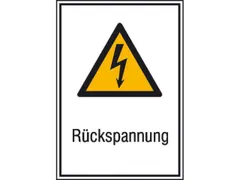 Panneau d'avertissement combiné p. int./ext. Retour de tension PVC