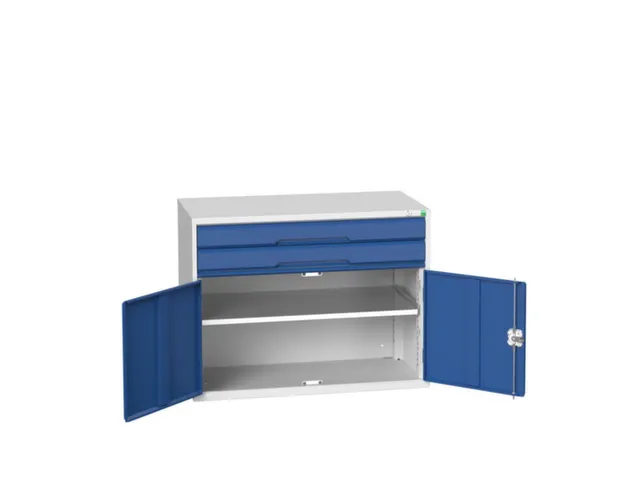 ladekast HxBxD 800x1050x550mm 2laden 2deuren RAL7035 front RAL5010