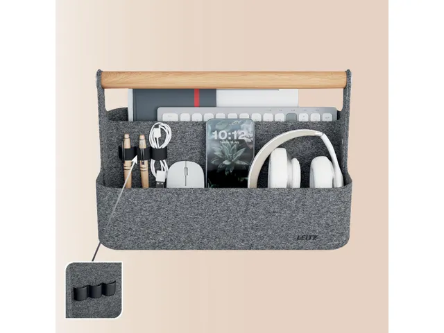 Draagbare Bureau Organizer, Met Handvat, Vilt, Grijs