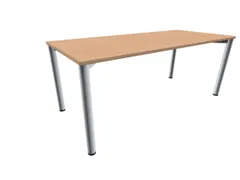 vergadertafel HxBxD 72x180x80cm rechthoekig beuken 4voeten Alu