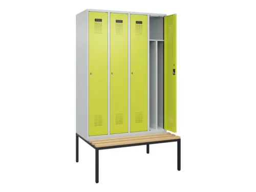 locker met bank,voor scheiding van kleding,HxBxD 2120x1200x815mm,4vak