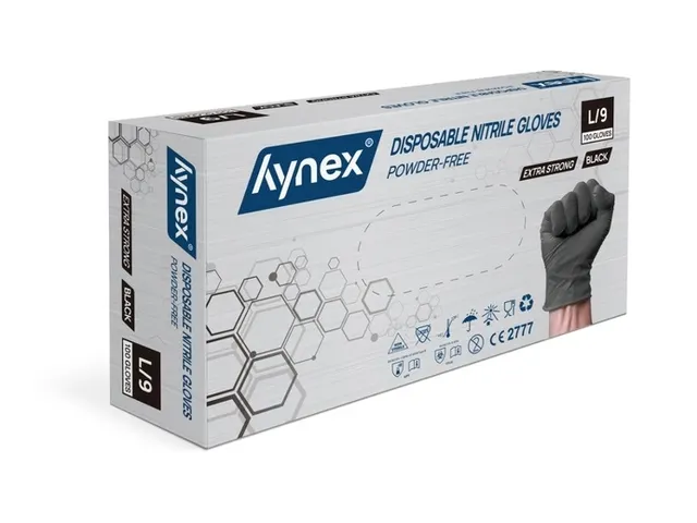 Handschoen Hynex nitril L zwart extra sterk 5gr 100 stuks