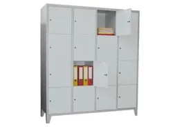 lockerkast,HxBxD 1850x1200x500mm,4x4vakken,RAL7035,front RAL7016