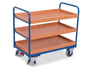 Etagewagen 250kg Lxb 850x500mm H 950mm 3 Etages Hout Ral5010 - 1