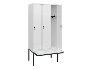 locker met bank,HxBxD 1950x900x815mm,3vak,vak B 300mm,draaigrendel - 2