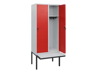 locker met bank,HxBxD 1950x800x815mm,2vak,vak B 400mm,draaigrendel - 2