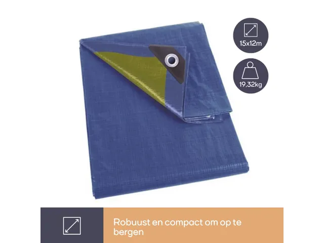 Dekzeil Blauw/Kaki Sterk 12x15 Meter