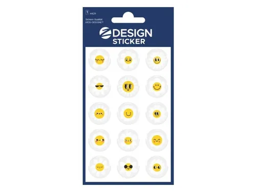 Glossy etiket Z-design Smiley bloemen, pakje à 1 vel