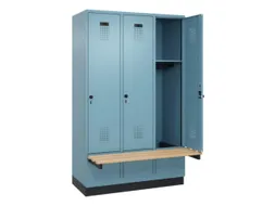 locker met bank,HxBxD 1950x1200x815mm,3vak,vak B 400mm,draaigrendel