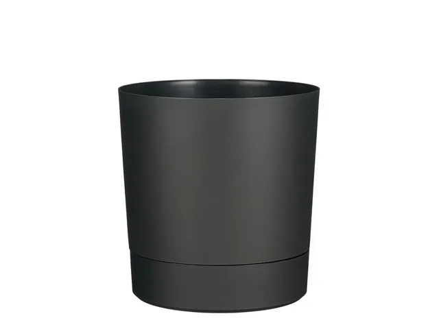 Plantenpot Mica Coco met schotel rond antraciet 23.5 x 22.5 cm