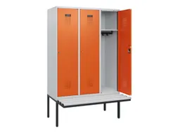 locker met bank,HxBxD 1950x1200x815mm,3vak,vak B 400mm,cilinderslot