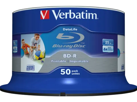 Verbatim Blue Ray Dvd 25Gb 6X 50 Stuks Cb Worm 43812 Cake Box Inkjet P