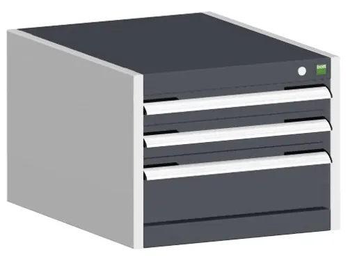 ladekast HxBxD 400x525x650mm 3laden RAL7035 front RAL7016