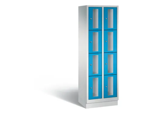 Lockerkast 1800x610x500mm 2x4 vakken Cilinderslot, Sokkel, RAL5012