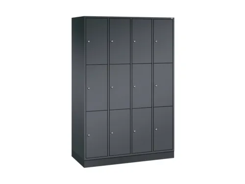 lockerkast,HxBxD 1950x1220x500mm,4x3vakken,cil.-slot,sokkel