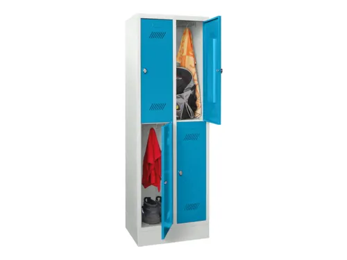 dubbeldekse locker,HxBxD 1850x600x500mm,2x2vak.,RAL7035,front RAL5012
