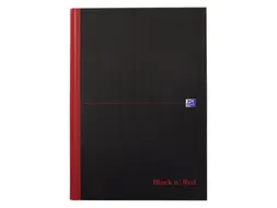 Notitieboek Oxford Black n' Red A4 96vel ruit 5mm zwart