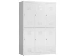 Dubbeldekse garderobekast 1800x1185x500mm 3x2vak 400mm RAL9003