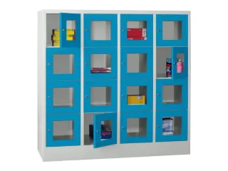 lockerkast,HxBxD 1518x1600x500mm,4x4vakken,RAL7035,front RAL5012 - 2