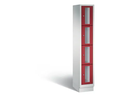 Lockerkast 1800x320x500mm 1x4 vakken Cilinderslot, Sokkel, RAL3003