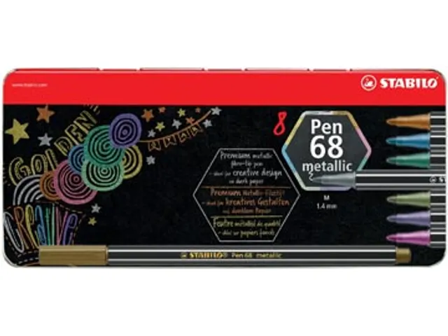 Pen 68 metallic viltstift 8 kleuren metalen
