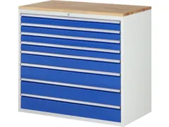 ladekast 1035x1145x650mm 8laden cilinderslot RAL7035 RAL5010 beuken