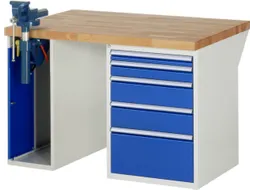 werkbank,HxBxD 890x1250x900mm,beukblad,draagverm. 750kg,2containers