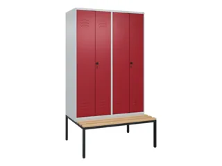 PBM-locker met bank,HxBxD 2120x1200x815mm,4vak,vak B 300mm - 1