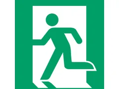 Pictogram bordje Djois Nooduitgang links 200x200mm groen