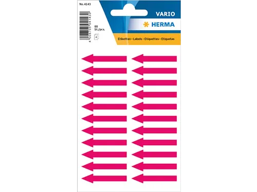 Etiket Herma 4143 38x7mm Pijlen Fluor Rood 88 stuks