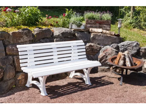 Kunststofbank 800x1500x450mm Zit H 450mm 13 Latten 2 Pootstellen Wit