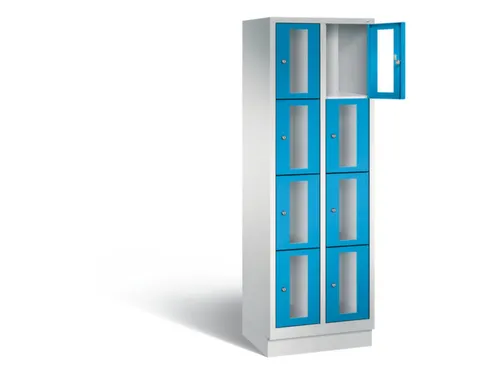 Lockerkast 1800x610x500mm 2x4 vakken Cilinderslot, Sokkel, RAL5012