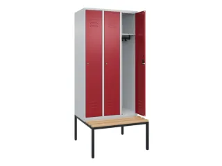 locker met bank,HxBxD 2120x900x815mm,3vak,vak B 300mm,cil.-slot - 2