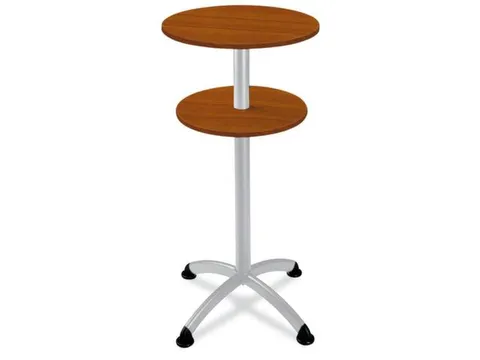 Statafel Stalen 4-Poots H 112cm Onderstel Alu Zilver Kersenhout