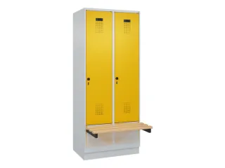 locker met bank,HxBxD 1950x800x815mm,2vak,vak B 400mm,draaigrendel - 2
