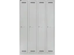 garderobekast,HxBxD 1850x1200x500mm,4vak,cil.-slot,romp lichtgrijs