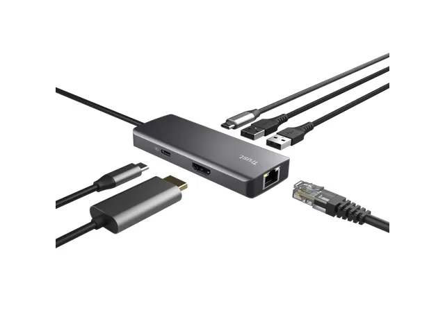 Adapter Trust Dalyx 6-in-1 USB-C multipoort grijs