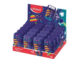 Puntenslijper Maped Pixel Party Connect 2-gaats met gum display à 20s - 1
