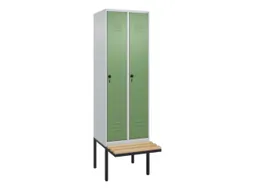 locker met bank,HxBxD 2120x600x815mm,2vak,vak B 300mm,draaigrendel
