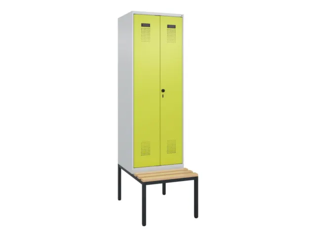 locker met bank,voor scheiding van kleding,HxBxD 2120x600x815mm,2vak