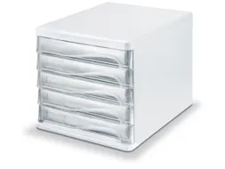 ladeblok,5lade(n),HxBxD 250x265x340mm,kunststof,wit,laden glashelder