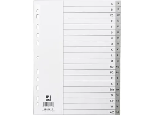 Tabbladen Set A-Z Met Indexblad PP A4 4-Gaats 20 Tabs Grijs