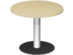 vergadertafel,HxØ 720x900mm,rond,schotelvoet RAL9006,blad wit